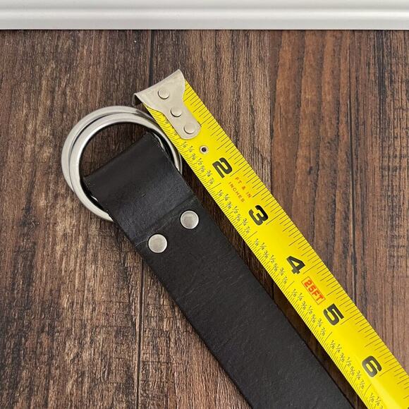 Gap Double O Ring Leather Cinch Belt Woven Leather Detail Size Large Black - Picture 10 of 15